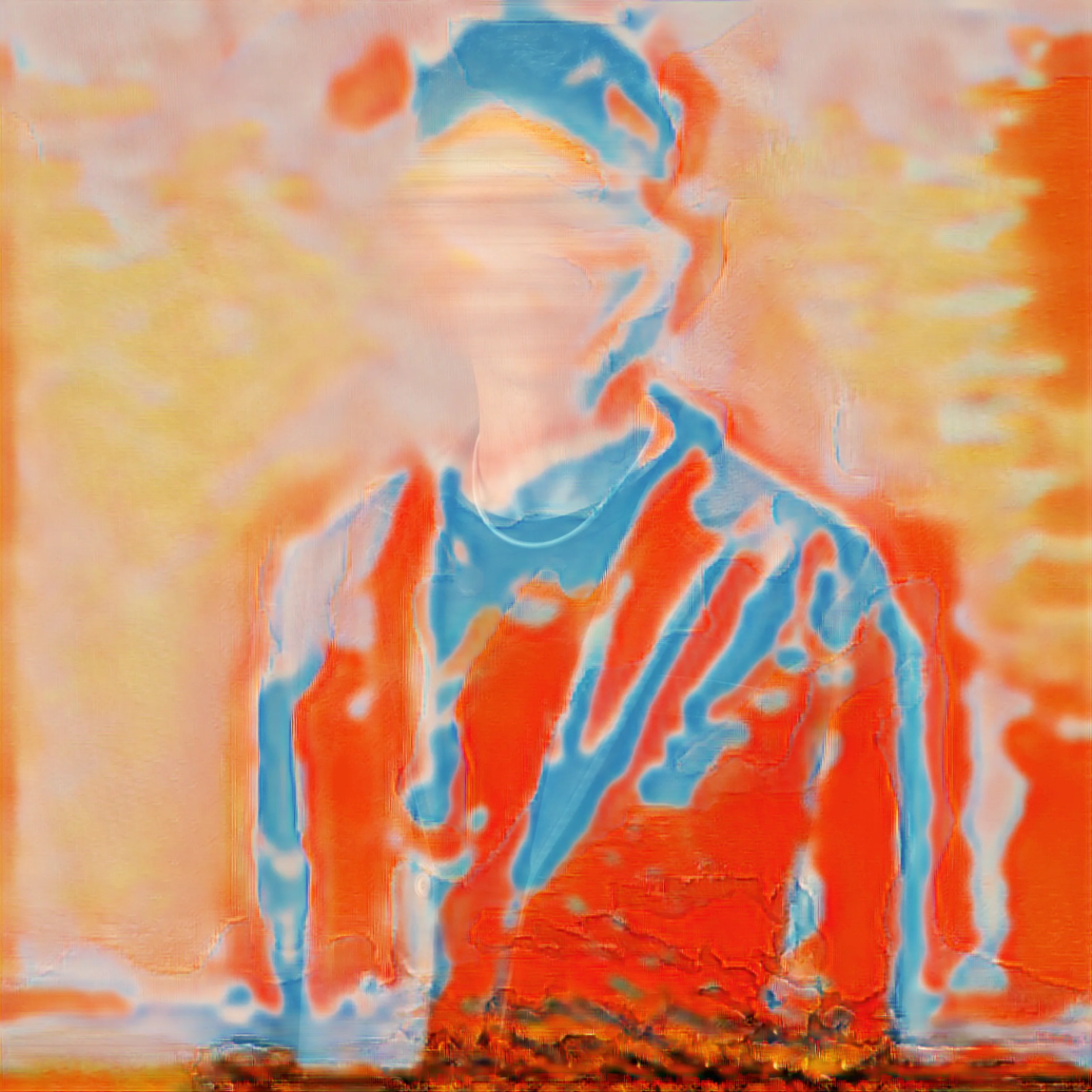 Abstract color portrait with soft digital distortion